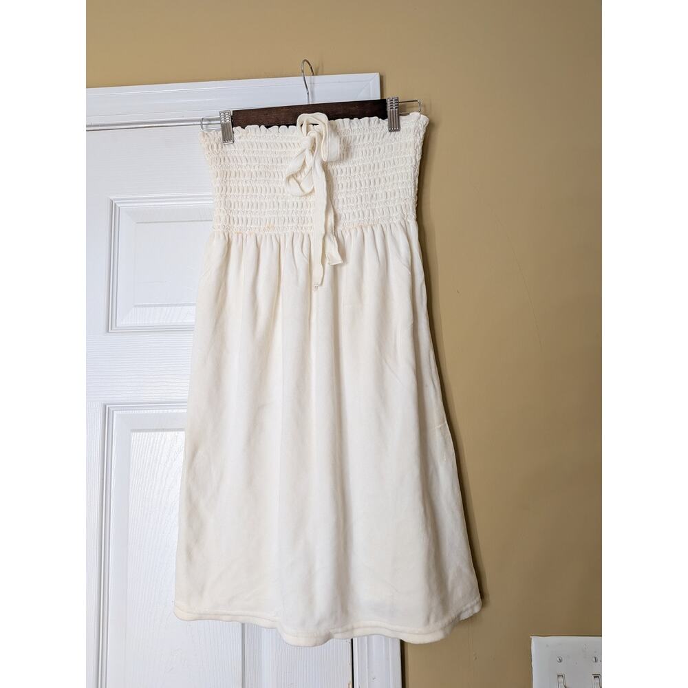 Juicy Couture Ivory Strapless Smocked Mini Dress